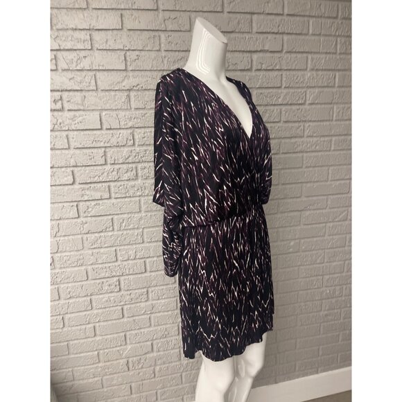 Parker Women Multicolored V Neck Batwing Sleeve Shift Dress Size M - Picture 4 of 10